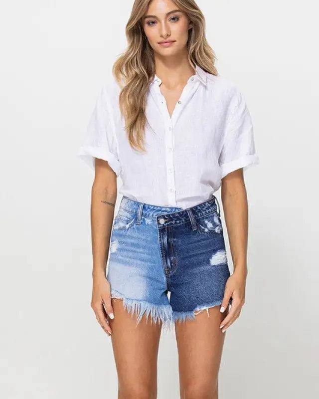 Criss Cross Waistband Super High Rise Shorts