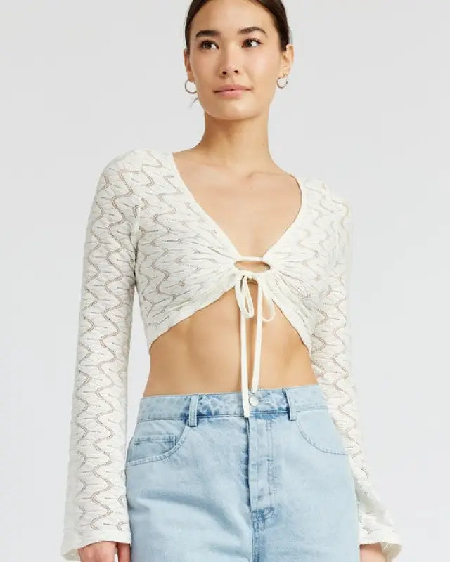 Crochet Bell Sleeve Top Wtih Front O Ring