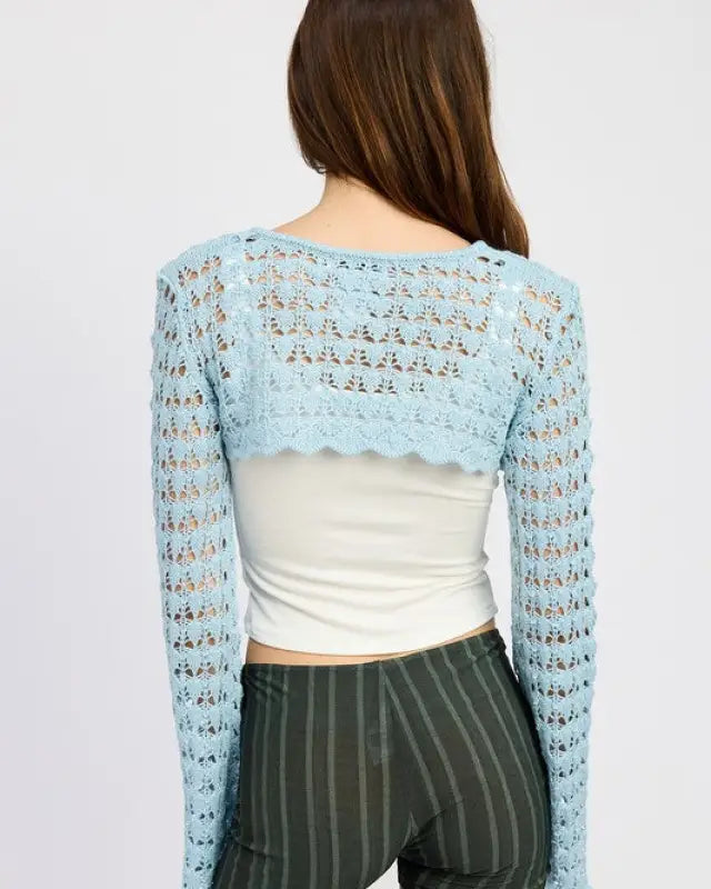 CROCHET BOLERO WITH DRAWSTRINGS