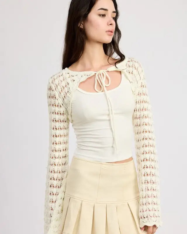 CROCHET BOLERO WITH DRAWSTRINGS