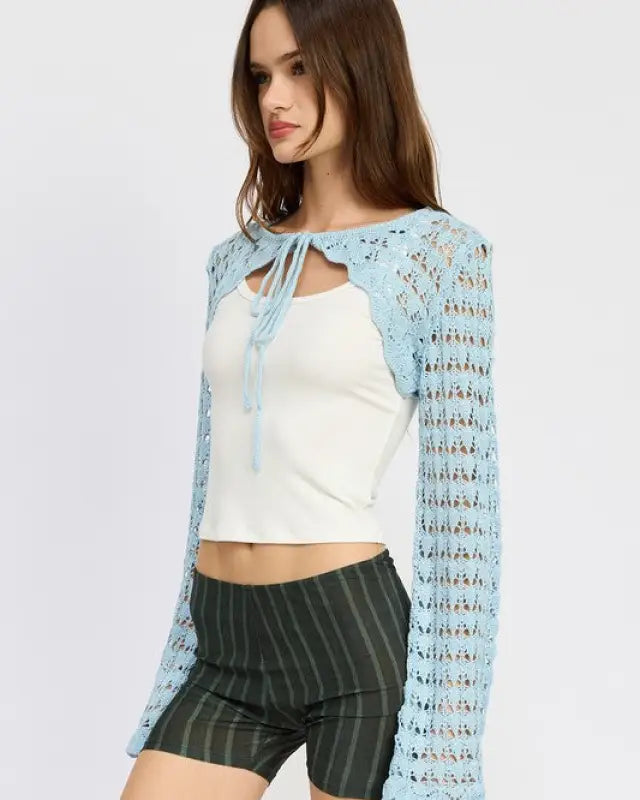 CROCHET BOLERO WITH DRAWSTRINGS