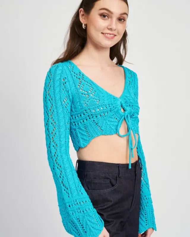 Crochet Cropped Top With Front Tie