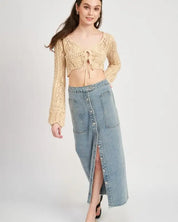 Crochet Cropped Top With Front Tie