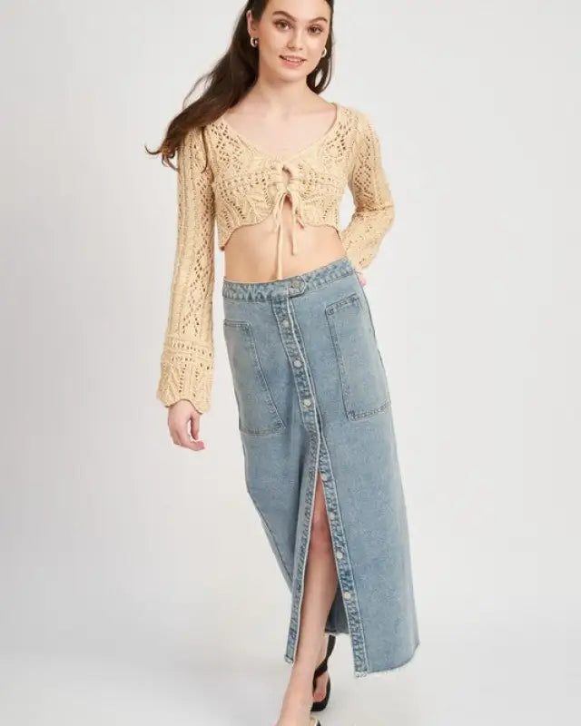 Crochet Cropped Top With Front Tie