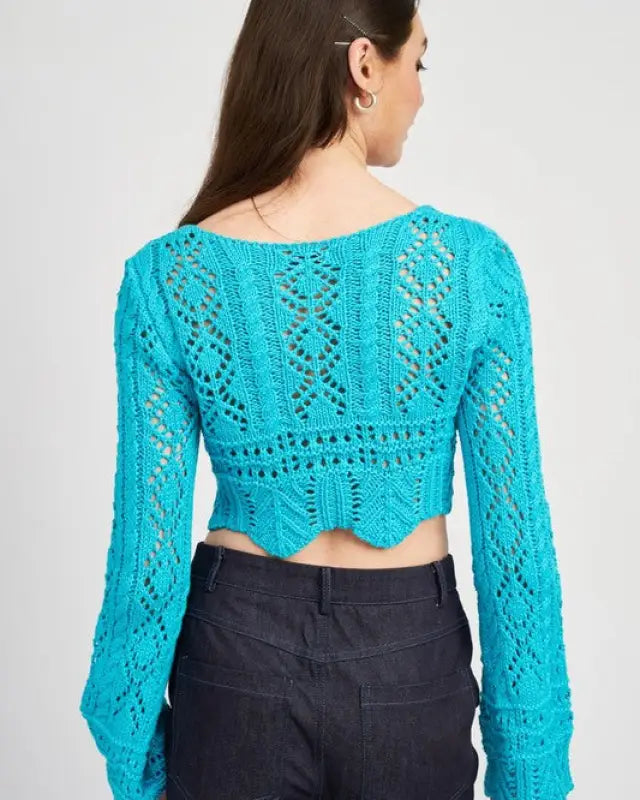 Crochet Cropped Top With Front Tie