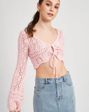 Crochet Cropped Top With Front Tie