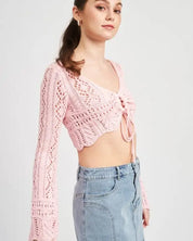 Crochet Cropped Top With Front Tie