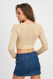 Crochet Cropped Top With Twist Front Detail