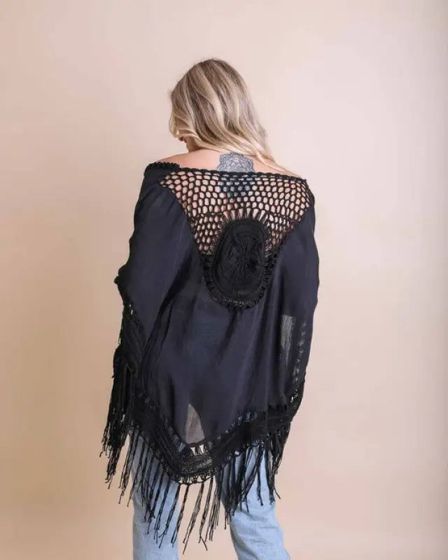 Crochet Medallion Tassel Kimono