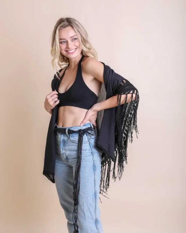 Crochet Medallion Tassel Kimono