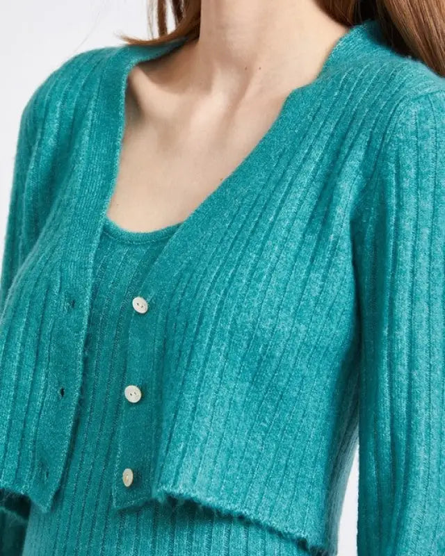 Cropped Rib Cardigan