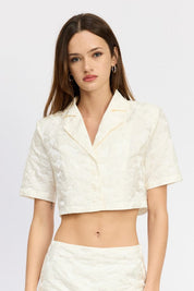 CROPPED SHIRT TOP - WHITE / S