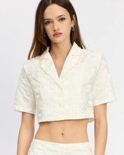 CROPPED SHIRT TOP - WHITE / S