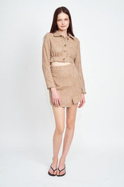 Cropped Tweed Jacket With Shirring Detail