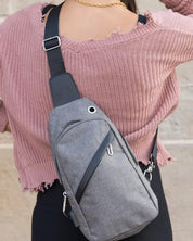 Cross Zip Sling Bag - Gray / OneSize