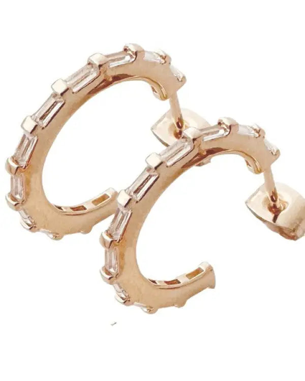 Crystal Baguette Hoops