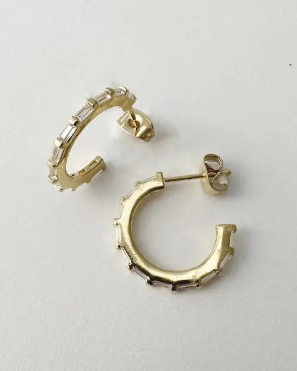 Crystal Baguette Hoops