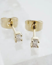 Crystal Baguette Studs - Gold / One Size