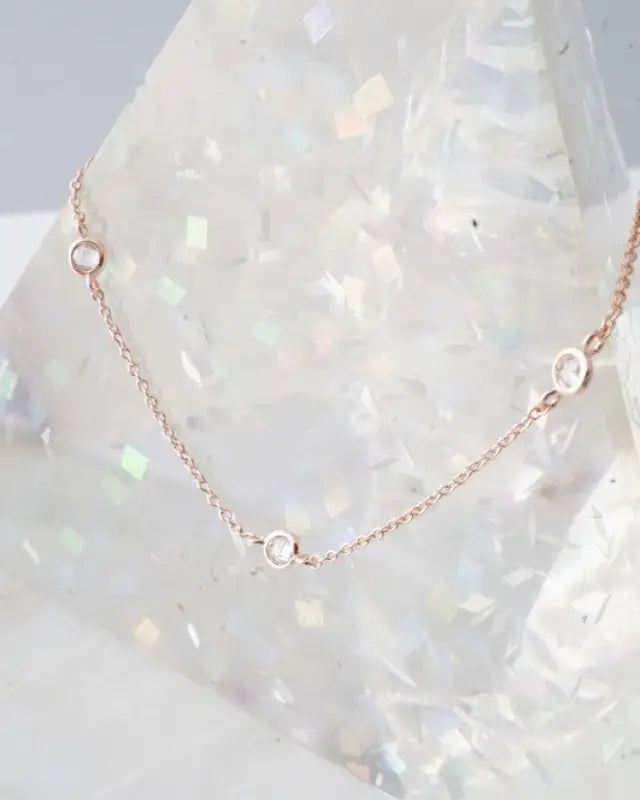 Crystal Bezel Trio Necklace