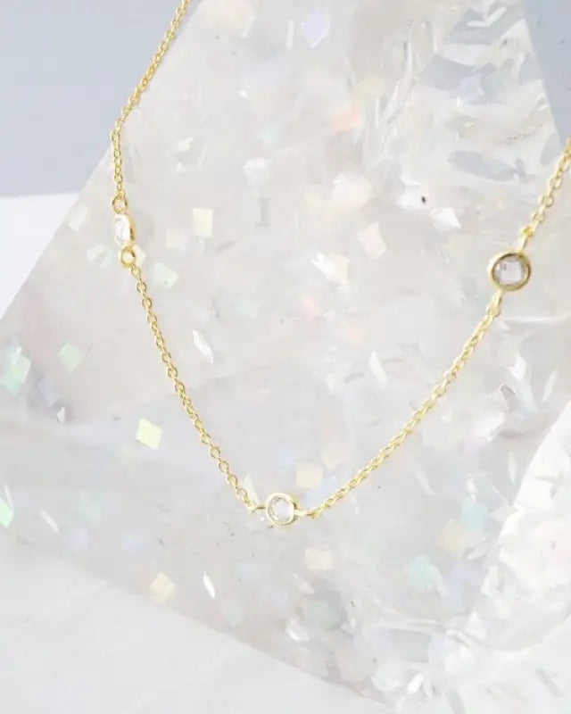 Crystal Bezel Trio Necklace