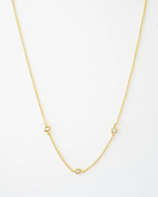 Crystal Bezel Trio Necklace - Gold / One Size