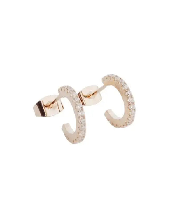 Crystal Clear Huggie Hoops - Rose Gold / One Size