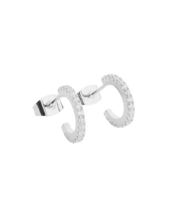 Crystal Clear Huggie Hoops - Silver / One Size