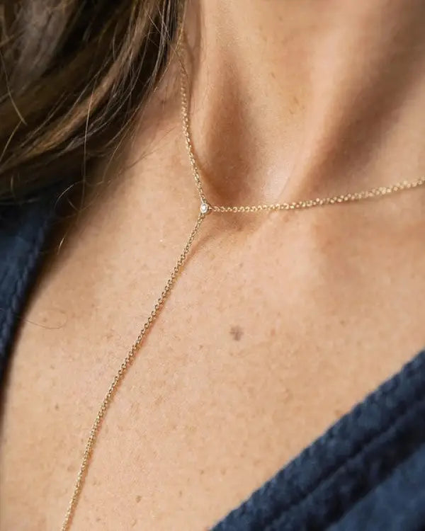 Crystal Lariat Necklace - Gold / One Size