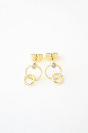 Crystal Link Hoop Earrings - Gold / One Size