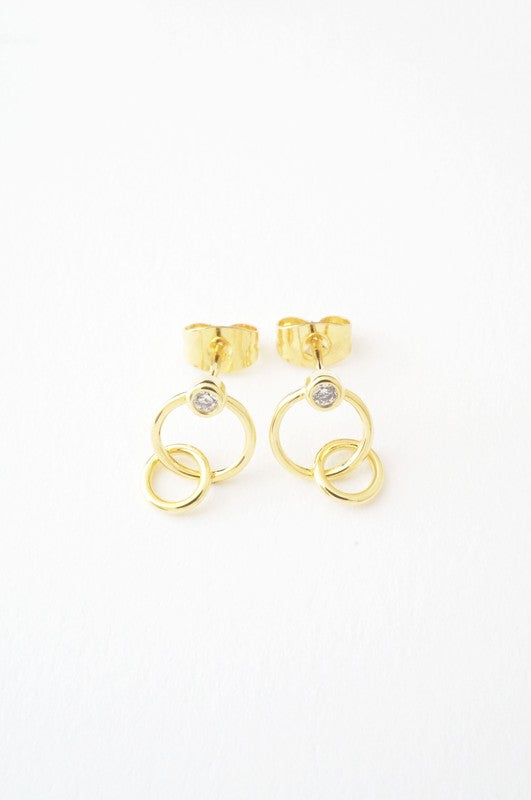 Crystal Link Hoop Earrings - Gold / One Size