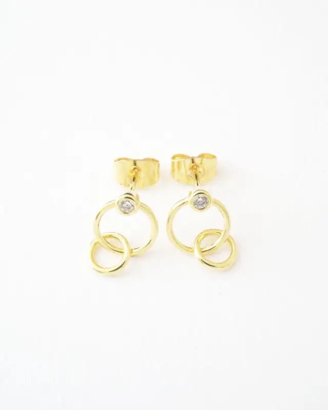 Crystal Link Hoop Earrings - Gold / One Size