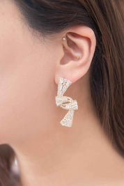 Crystal Ribbon Earrings - Gold / OS