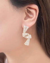 Crystal Ribbon Earrings - Gold / OS