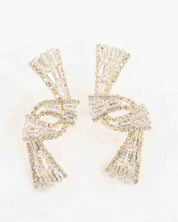 Crystal Ribbon Earrings - Gold / OS