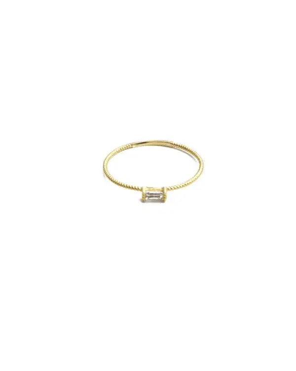 Crystal Twist Baguette Ring - Gold-5 / 3