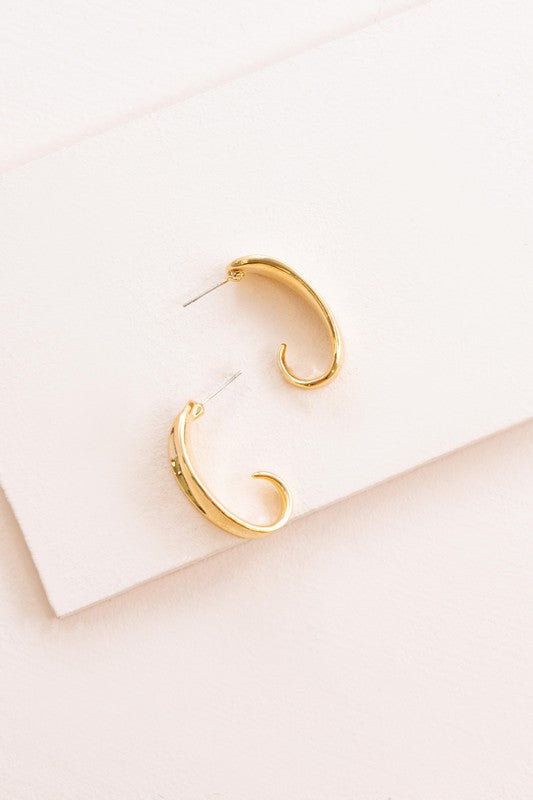 Curved Hoop Post Earrings - Gold / OS