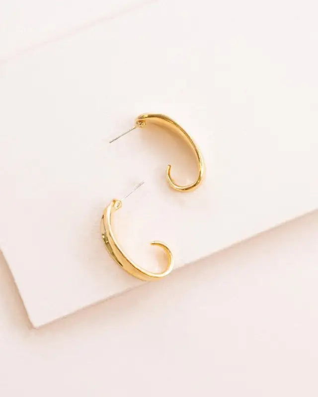 Curved Hoop Post Earrings - Gold / OS