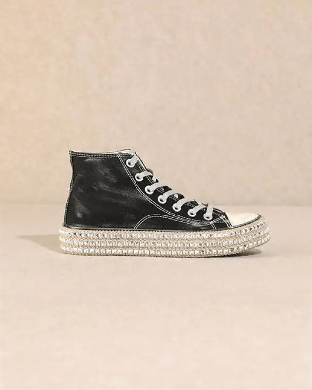 D-CHANTEL-HIGH TOP STUDS SNEAKERS - BLACK / 6