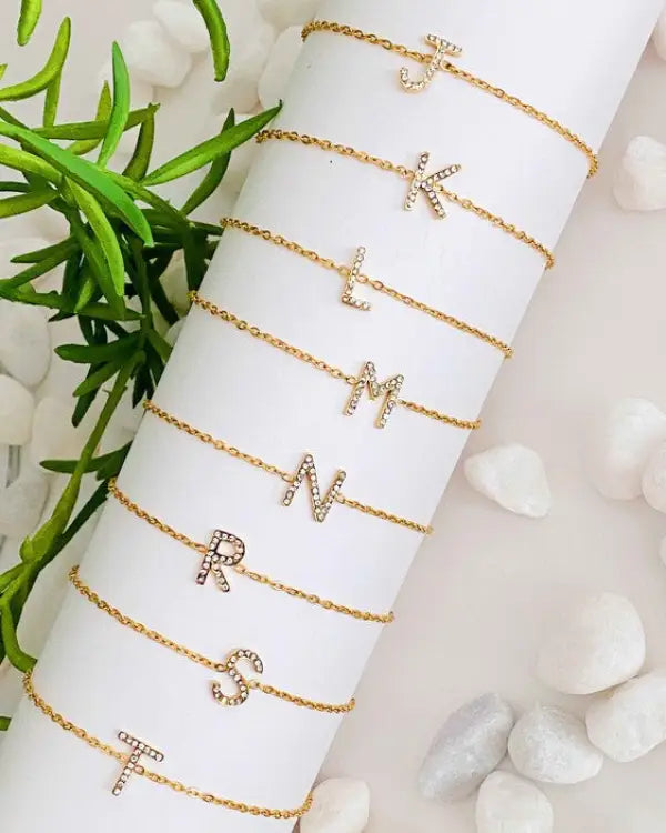 Dainty Sparkle Initial Bracelet