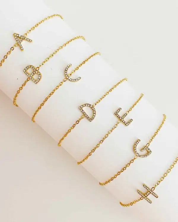 Dainty Sparkle Initial Bracelet