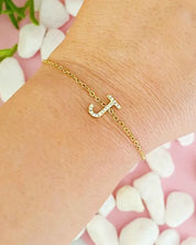 Dainty Sparkle Initial Bracelet