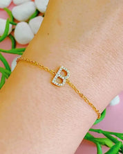 Dainty Sparkle Initial Bracelet - B / OS