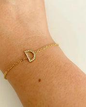 Dainty Sparkle Initial Bracelet - D / OS