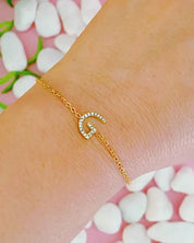 Dainty Sparkle Initial Bracelet - G / OS