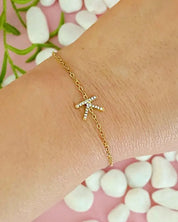 Dainty Sparkle Initial Bracelet - K / OS