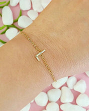 Dainty Sparkle Initial Bracelet - L / OS