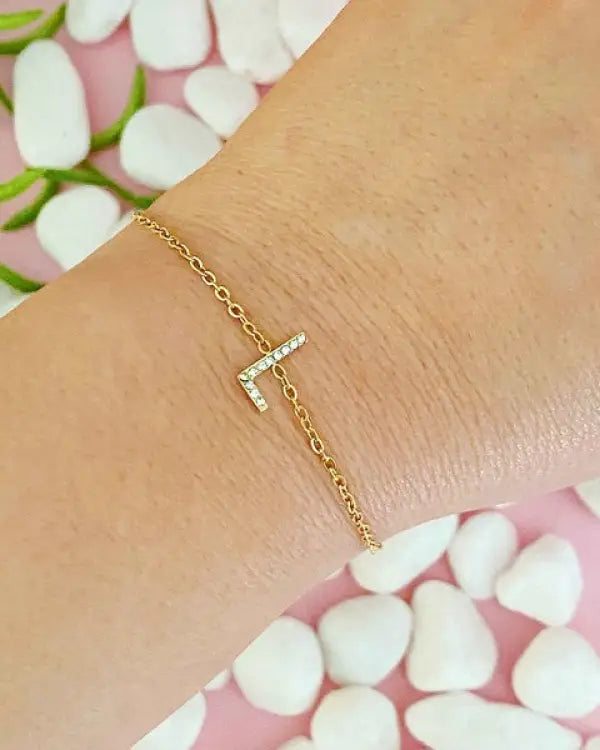 Dainty Sparkle Initial Bracelet - L / OS