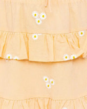 Daisy Embroidered Tiered Mini Skirt