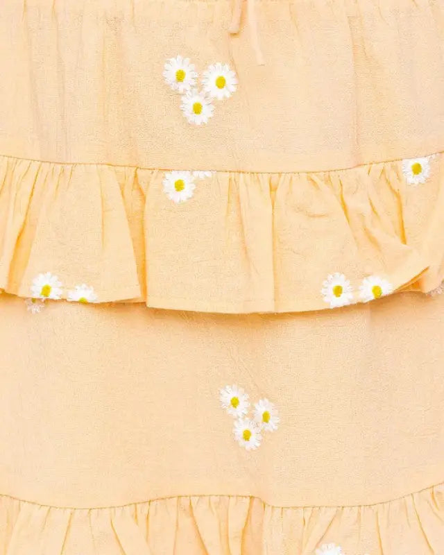 Daisy Embroidered Tiered Mini Skirt