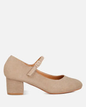 Dallin Suede Block Heel Mary Janes